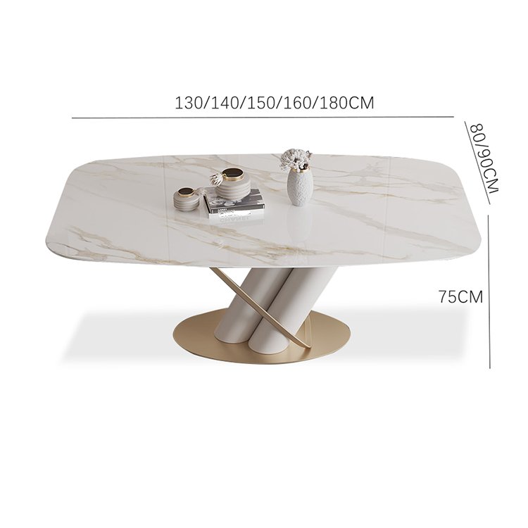 Sintered Stone Modern Dining Room Furniture Tables and Chairs Stainless Steel Base Rectangle Dining Table