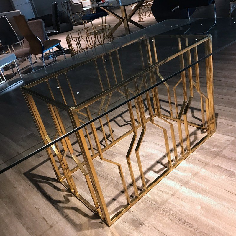 Luxury Visionnair Interior Design Contemporary Dining Room Luxury Gold Brass Stainless Steel Dining Table