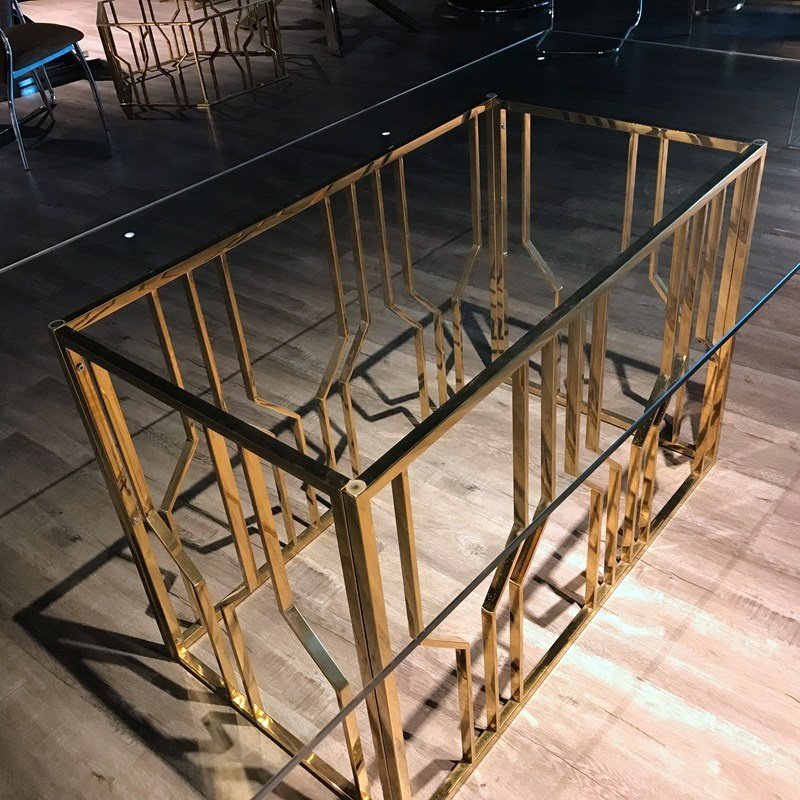 Luxury Visionnair Interior Design Contemporary Dining Room Luxury Gold Brass Stainless Steel Dining Table