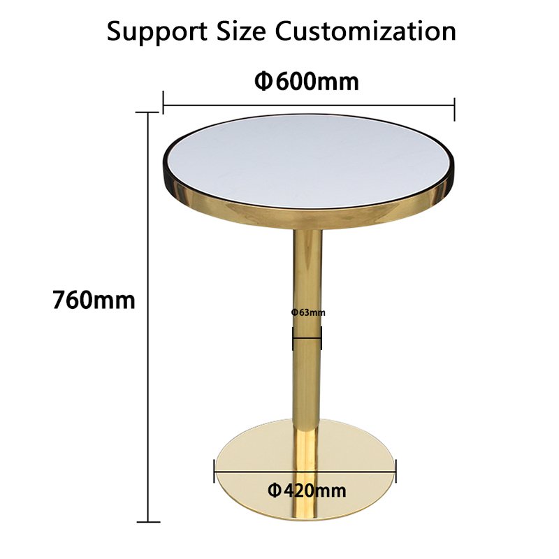 Simple Style Home Furniture Dining Table Gold Base Stainless Steel Round Marble Nordic Design Luxury White Metal Modern D400mm