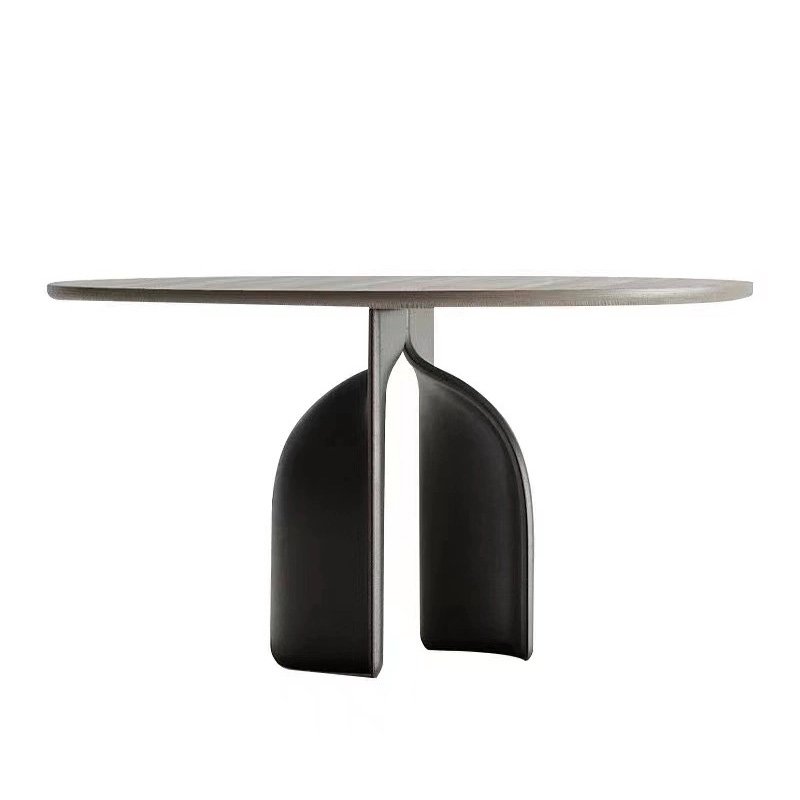 Round Dining Table with Marble Top Featuring Minimalist Design Ideal Modern Dining Rooms Offering Elegance and Durability