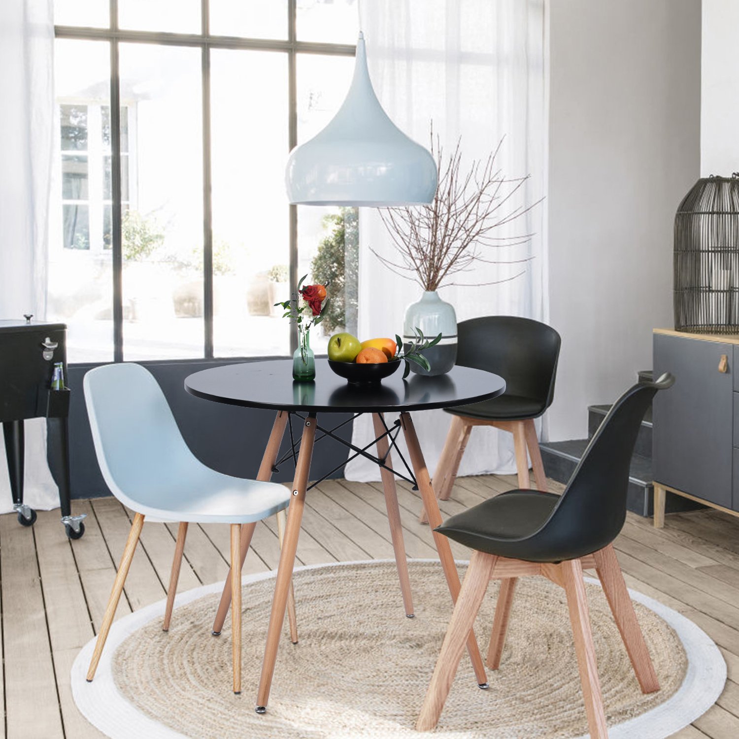 Wholesale Modern Design Custom Wood Legs MDF Top Round Dining Table