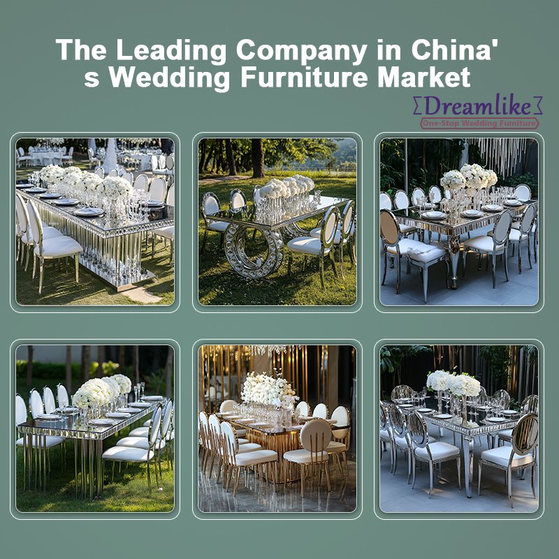 One-stop DM Custom Colors stainless steel rental furniture tables wedding high-quality party eventtables