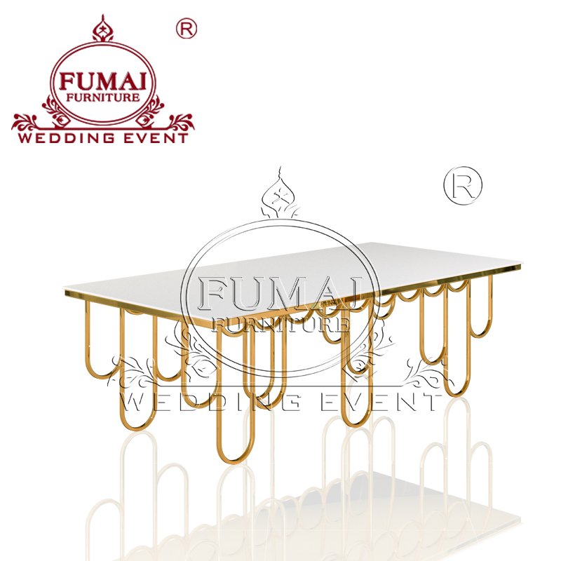 New Design Furniture Metal Legs Base Modern Banquet Wedding Long Dinning Table Set 10 Chairs