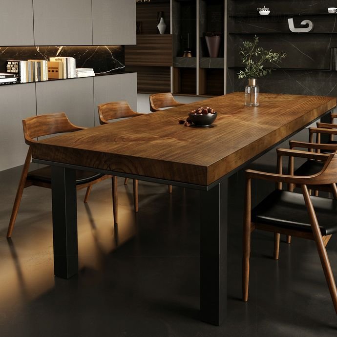 Latest Factory Price Wooden Kitchen Furniture Live Edge Solid Walnut Wood Slab Restaurant Dining Table