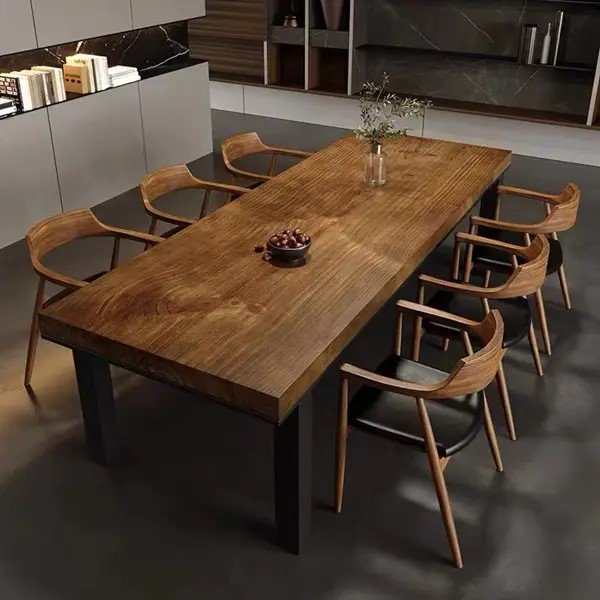 Latest Factory Price Wooden Kitchen Furniture Live Edge Solid Walnut Wood Slab Restaurant Dining Table