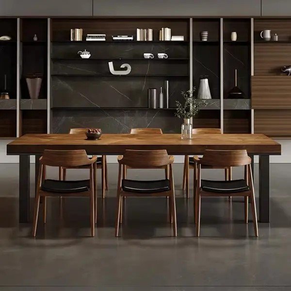 Latest Factory Price Wooden Kitchen Furniture Live Edge Solid Walnut Wood Slab Restaurant Dining Table