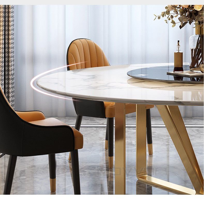Modern furniture luxury white ceramic top round marble dining table 8 seater