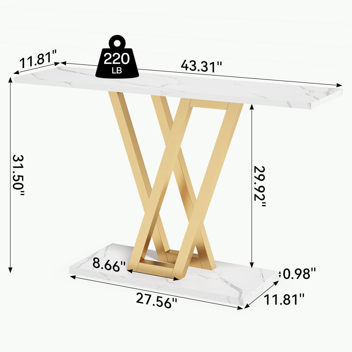 Factory Direct Metal Wooden Top Console Table Living Room Console Table Furniture Wooden Table with Gold Metal Frame