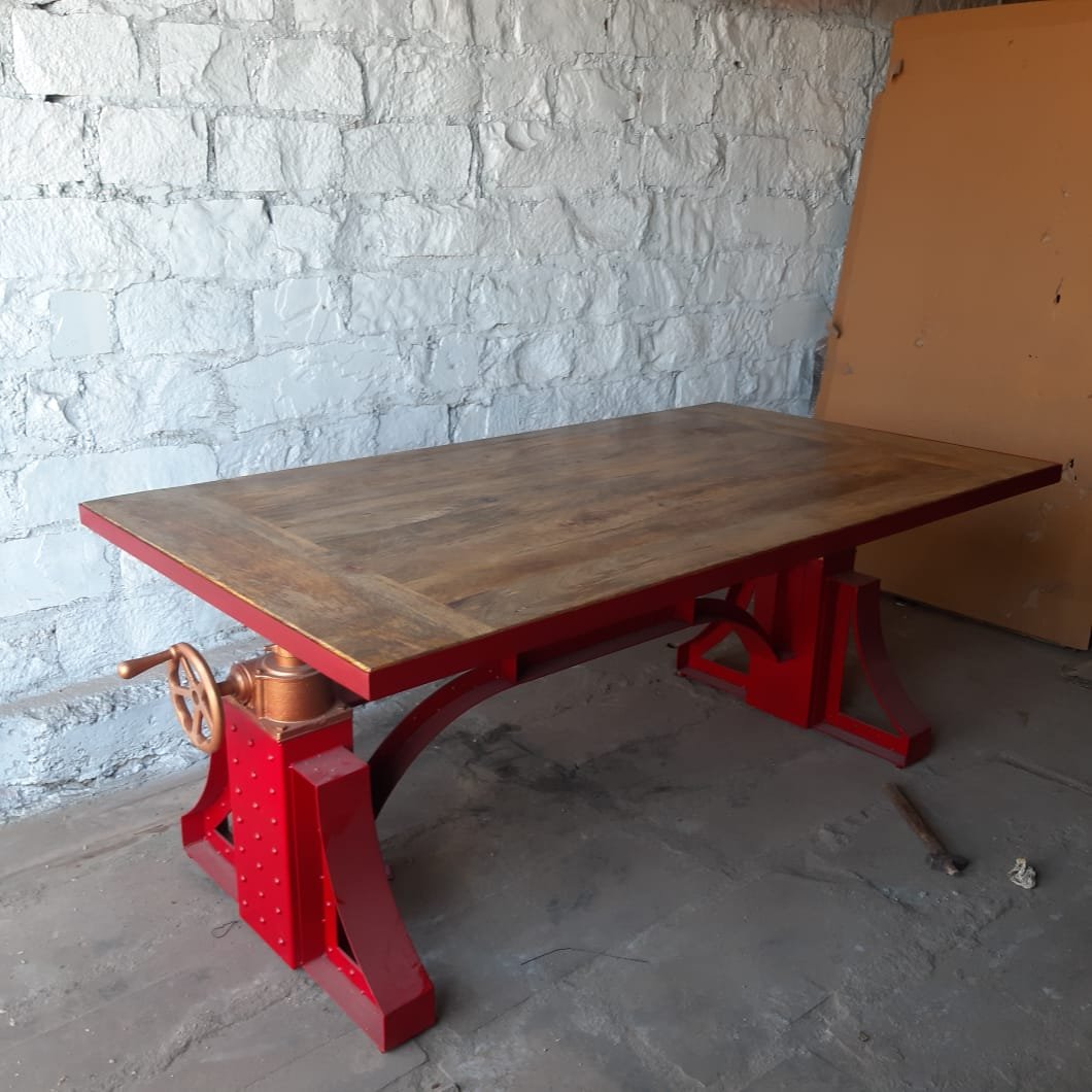 Red Industrial Crank Table