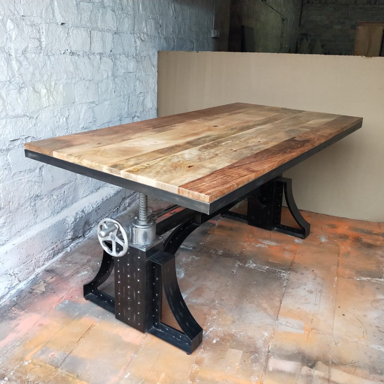 Red Industrial Crank Table