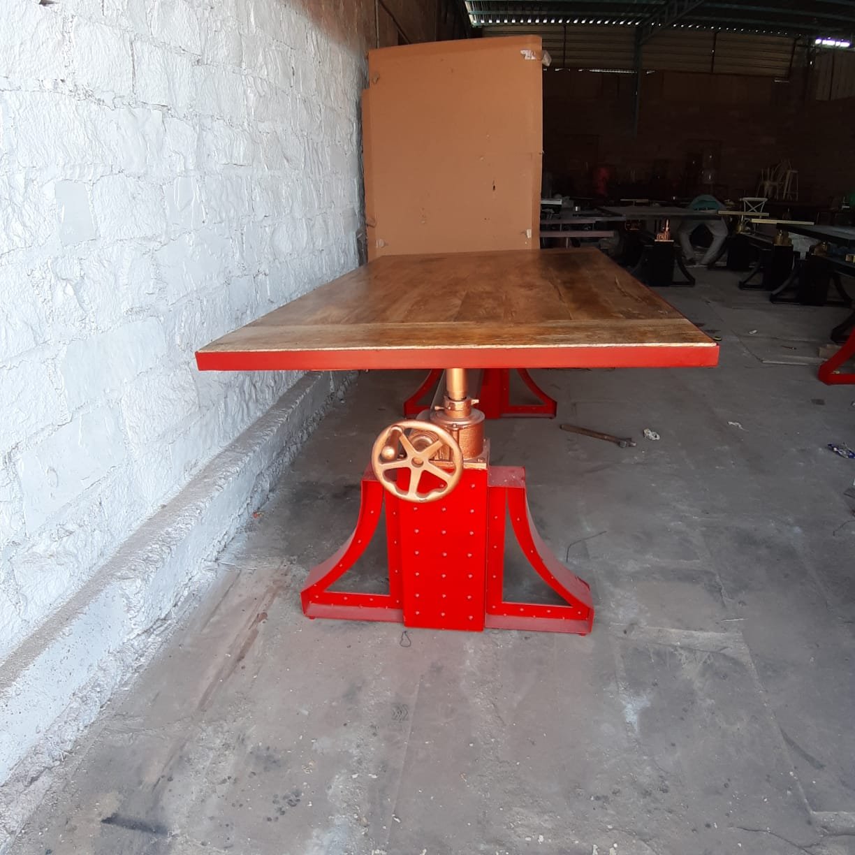 Red Industrial Crank Table