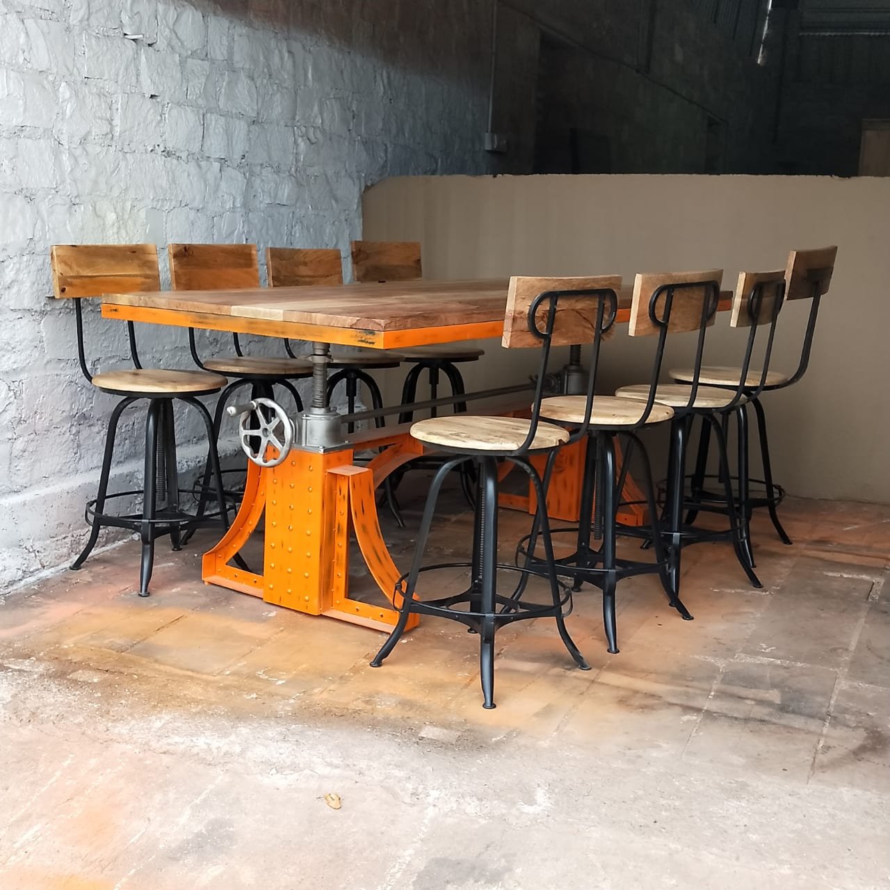 Red Industrial Crank Table