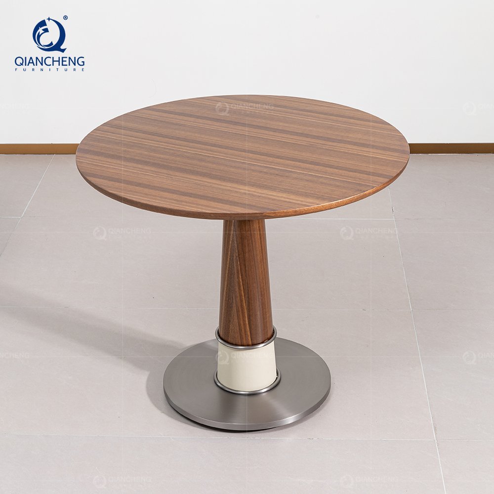 Modern Hotel kitchen round wood dining table design commercial homestay restaurant Cafe coffee shop negotiating table and chair