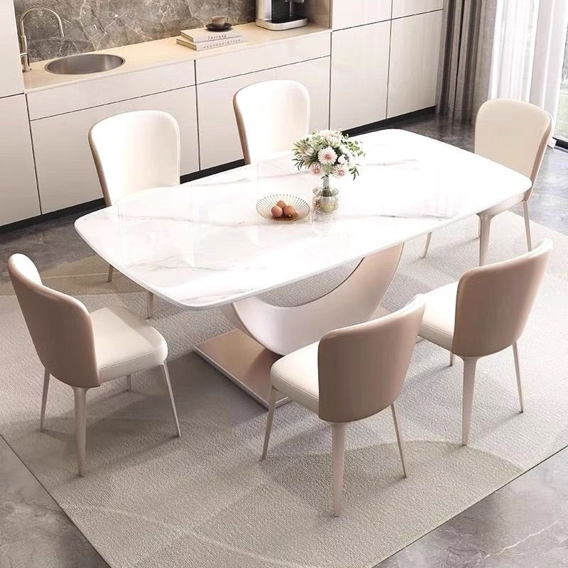 Italian rock slab dining table modern minimalist rectangular household small apartment light luxury restaurant dining table
