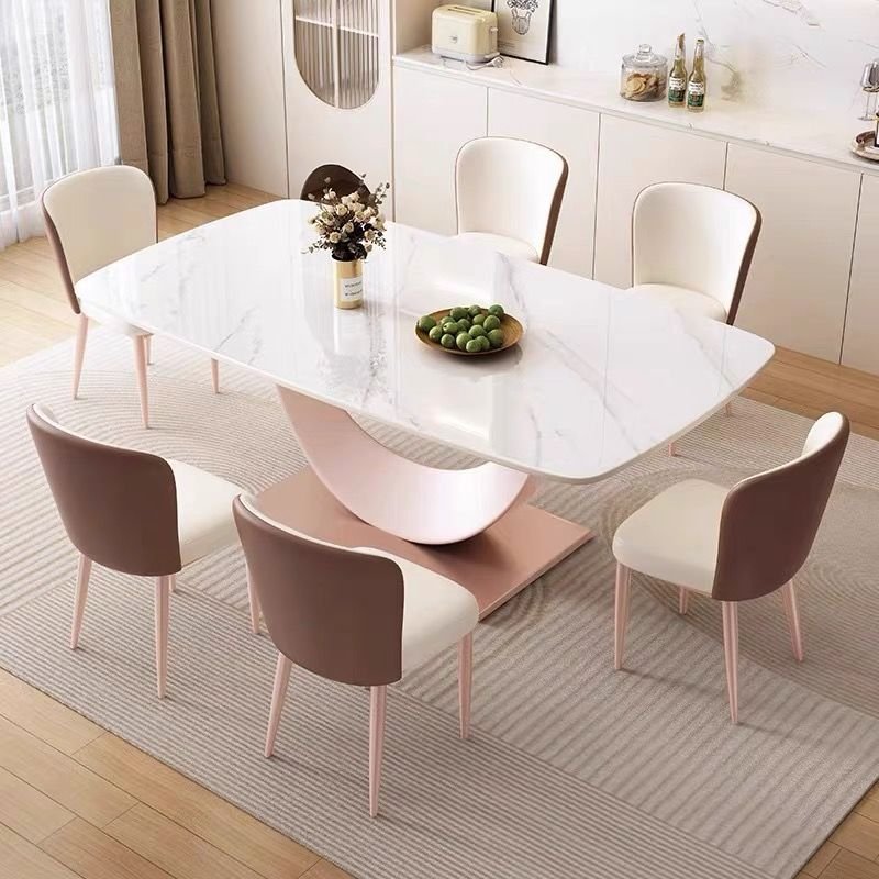 Italian rock slab dining table modern minimalist rectangular household small apartment light luxury restaurant dining table