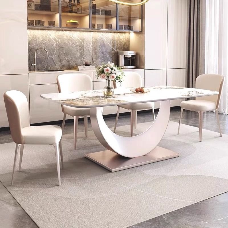 Italian rock slab dining table modern minimalist rectangular household small apartment light luxury restaurant dining table