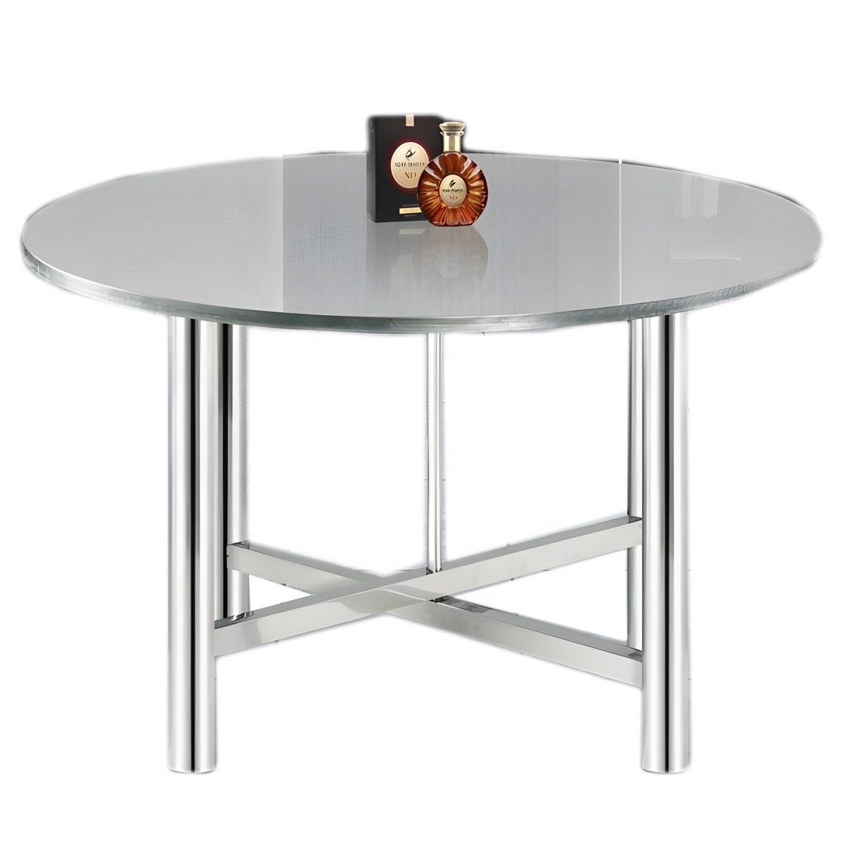 Brushed Stainless Steel Detachable Round Table banquet wedding table hotel furniture folding round turntable tables