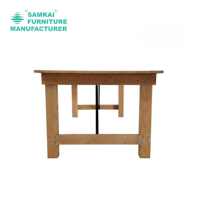 SK-YHZ-A001 Factory wholesale Farmhouse Pine Table And Chairs Wooden Wedding Table Hard solid wood rustic style