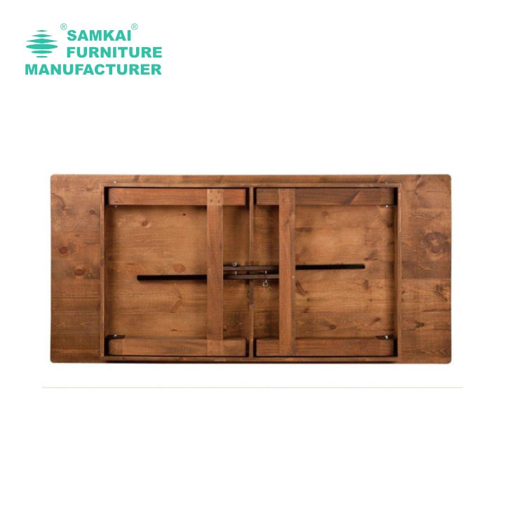 SK-YHZ-A001 Factory wholesale Farmhouse Pine Table And Chairs Wooden Wedding Table Hard solid wood rustic style