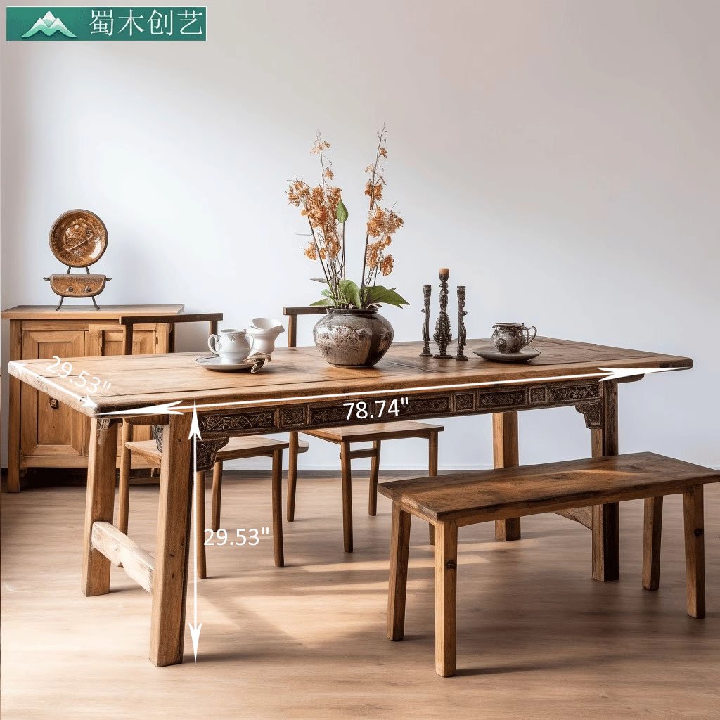 Rustic Rectangular Dining Table for Modern Homes and Workspace - Solid Black Walnut Wood Dining Table