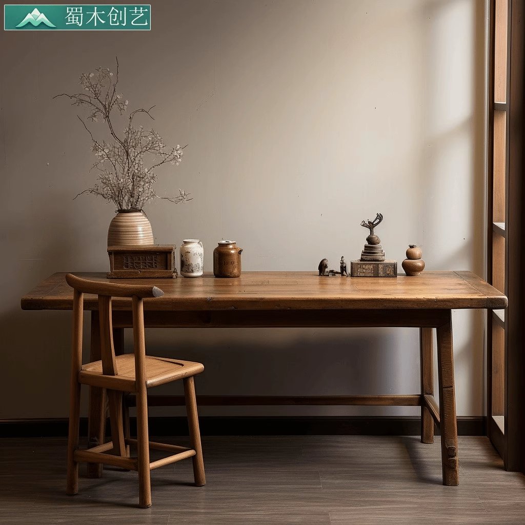 Rustic Rectangular Dining Table for Modern Homes and Workspace - Solid Black Walnut Wood Dining Table