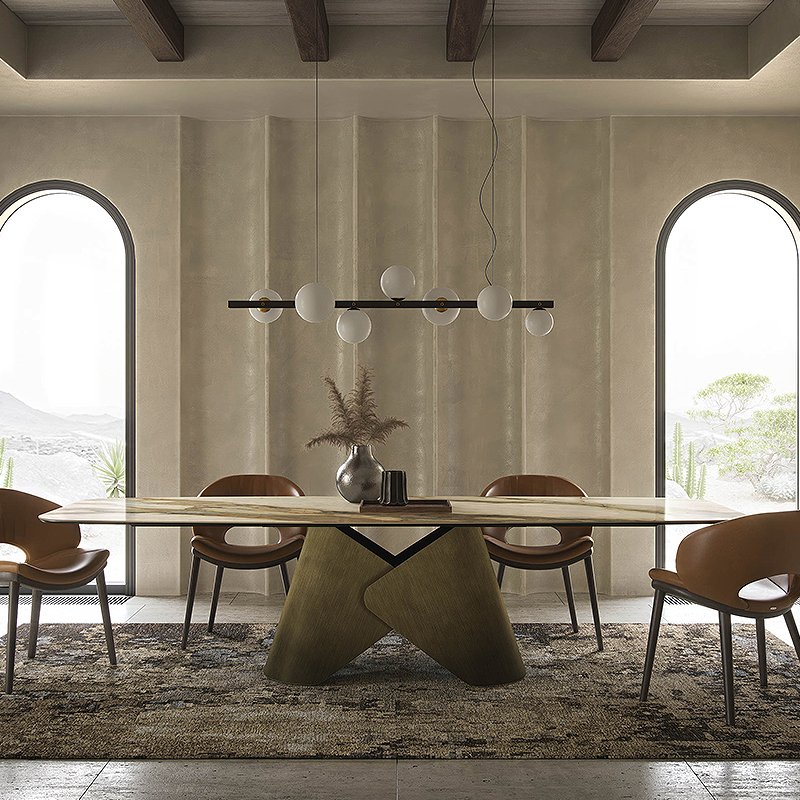 Minimalist Marble Dining Table and Chair Set Perfect Quality Home Furniture with Creative Design Upholstered Fabric