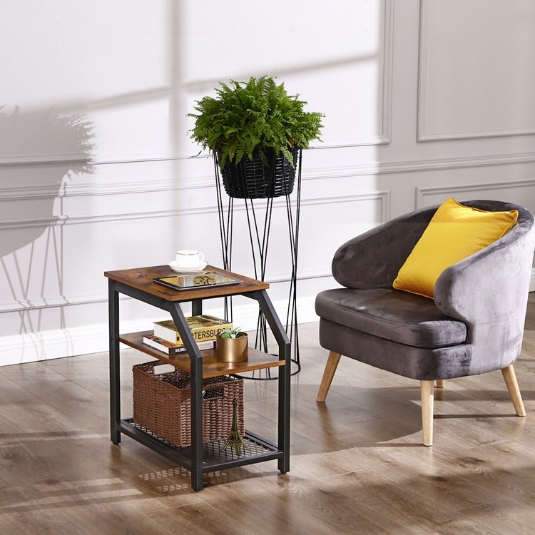 C shape tea table Modern Design Wood Metal side Table Light Luxury Living Room Balcony Hotel Coffee Table