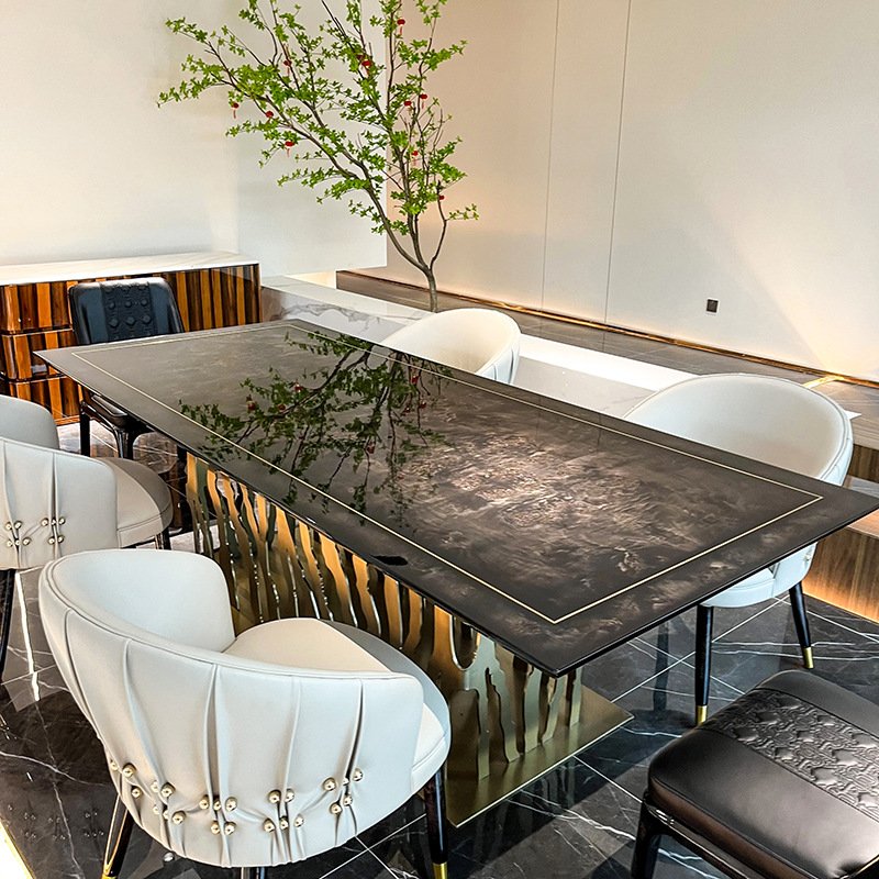 Luxury home dinning furniture customized solid wood dining table luxury italian dining tables set gold dining table for villa
