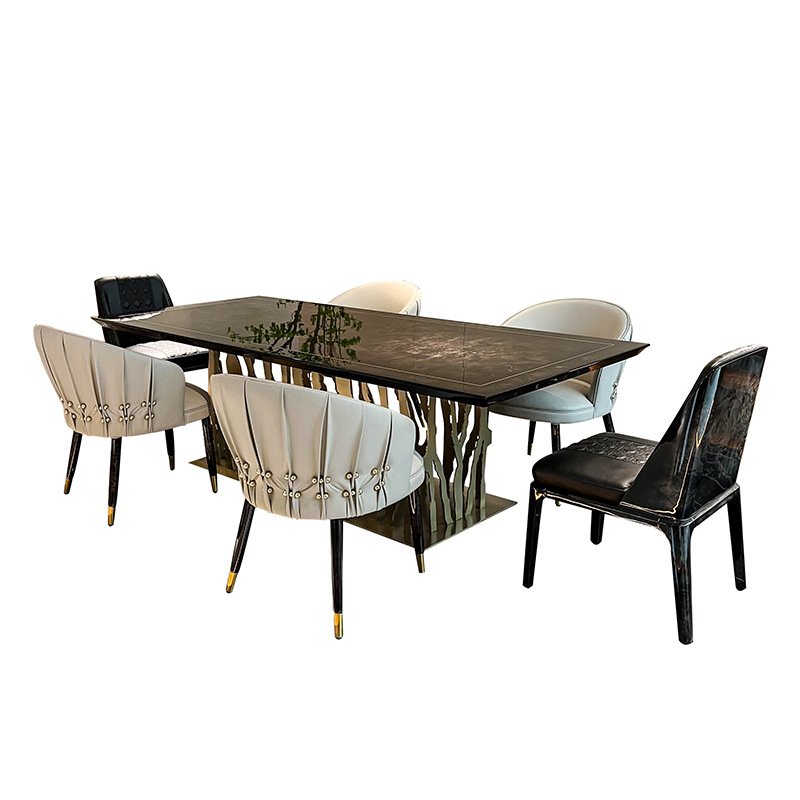 Luxury home dinning furniture customized solid wood dining table luxury italian dining tables set gold dining table for villa