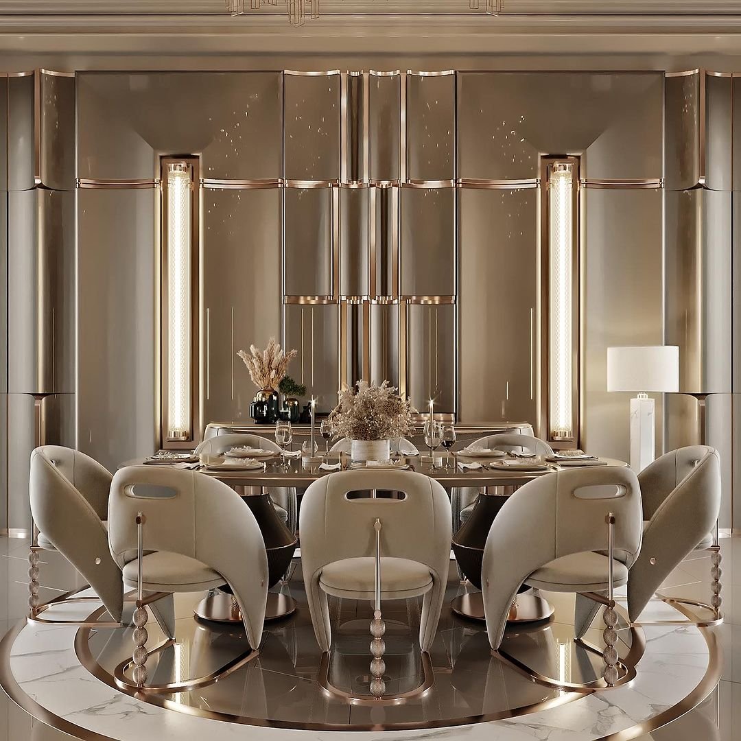 Luxury design wooden dining table furniture wood with 8 dining chair table set for villa dining room