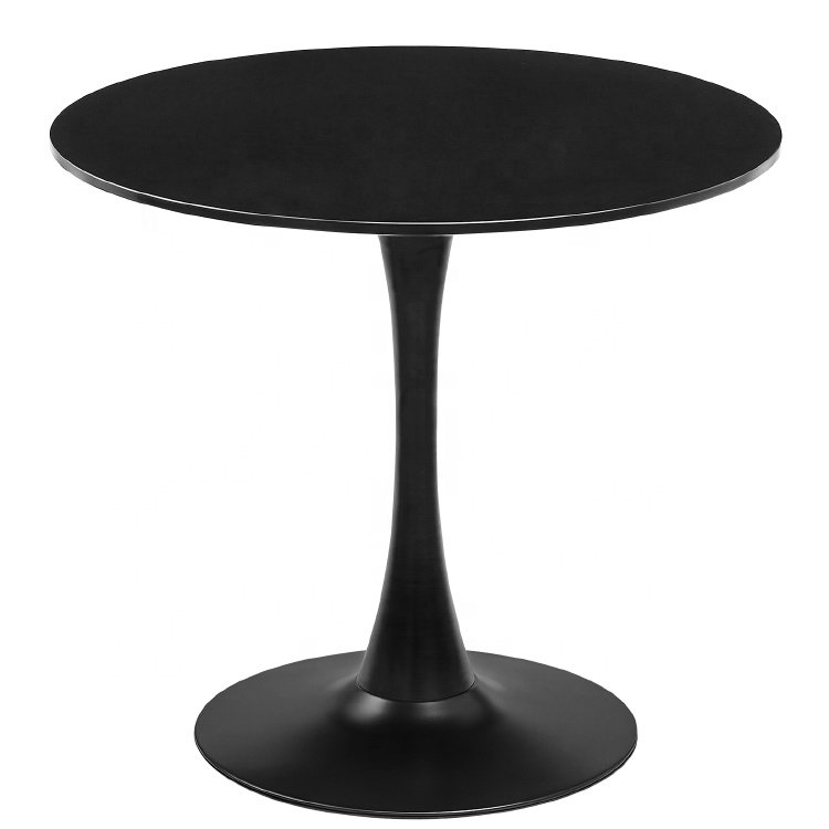 Factory wholesale Nordic Simple Black MDF PP Top easy install Design Small Round Tulip coffee dining table with metal base