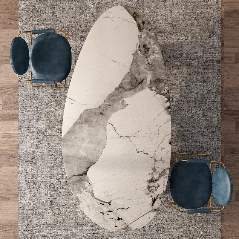 Hot sale sintered stone dining room furniture for villa modern luxury gold and stone dining table