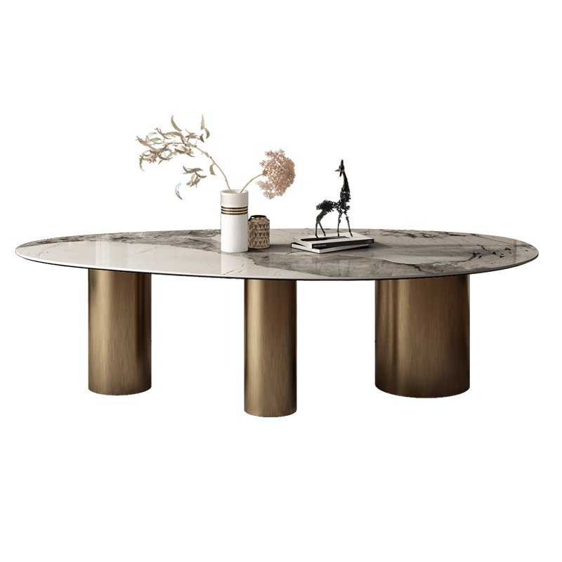 Hot sale sintered stone dining room furniture for villa modern luxury gold and stone dining table