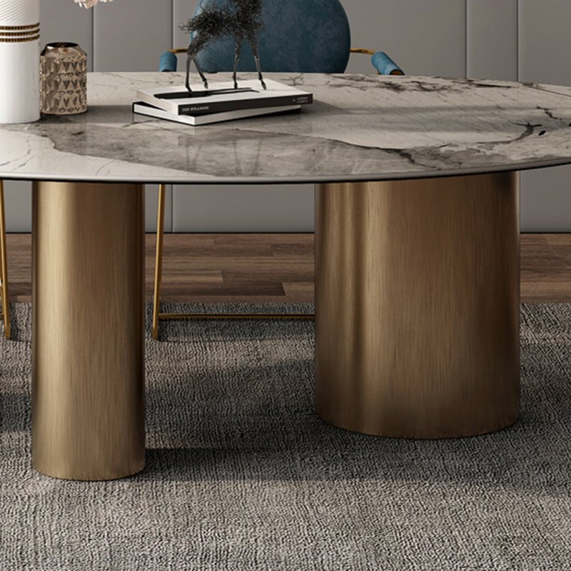 Hot sale sintered stone dining room furniture for villa modern luxury gold and stone dining table