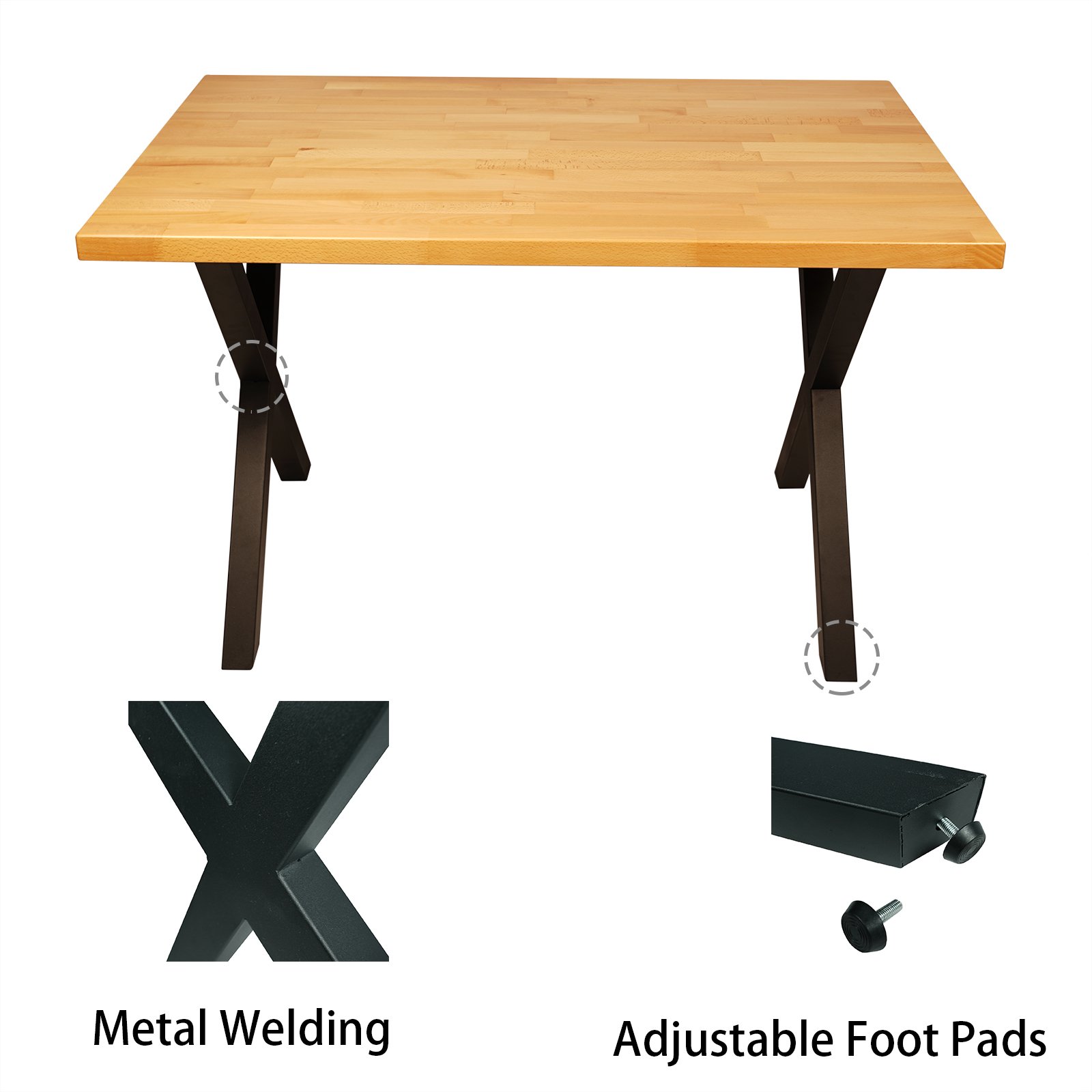 Solid beech wood butcher block style table top Modern finger-jointed solid wood office desk top