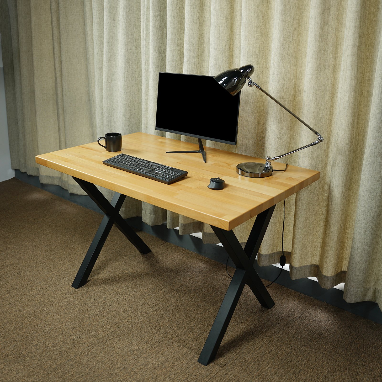 Solid beech wood butcher block style table top Modern finger-jointed solid wood office desk top