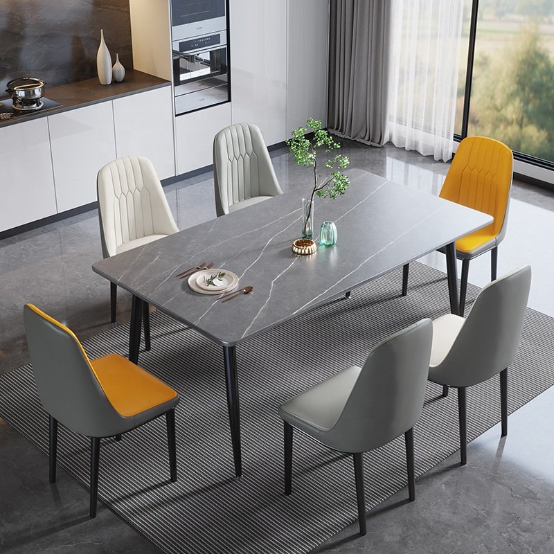 Wholesale price banquet modern light luxury wedding dining room furniture slate dining tables set with 6 chairs for restaurants