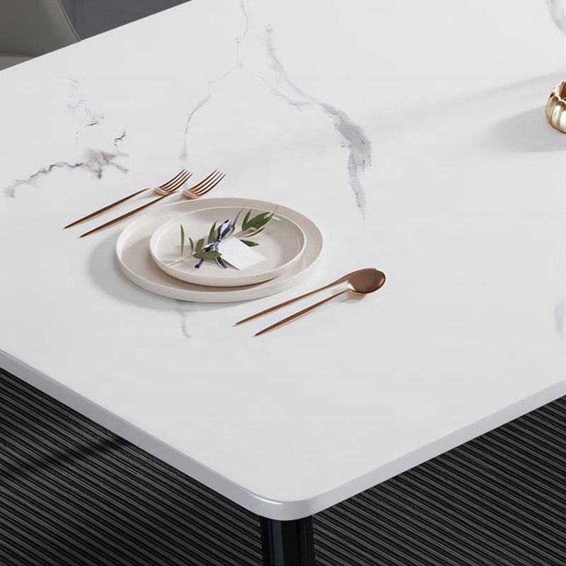Wholesale price banquet modern light luxury wedding dining room furniture slate dining tables set with 6 chairs for restaurants