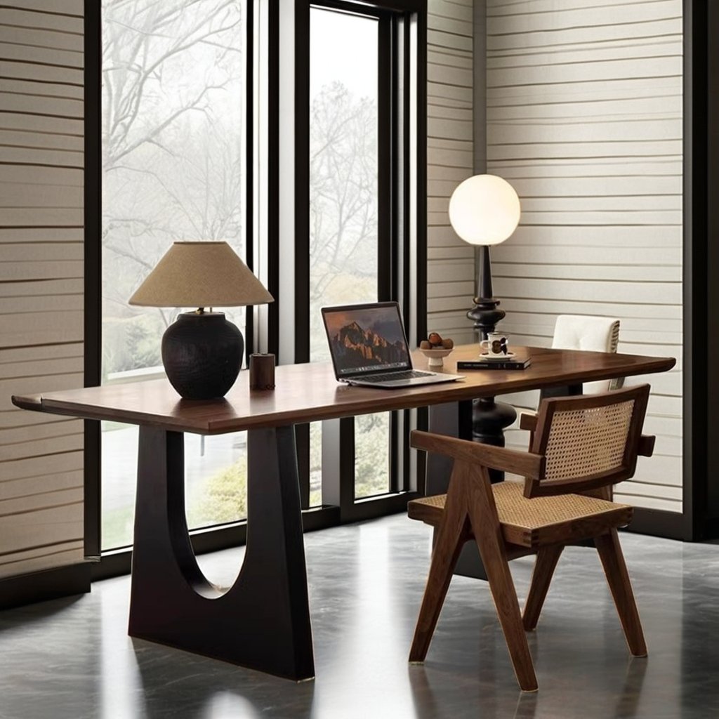 Modern Luxury Dining Table Set 8 Rectangle Seats Solid Reclaimed Walnut Wood for Kitchen or Living Room
