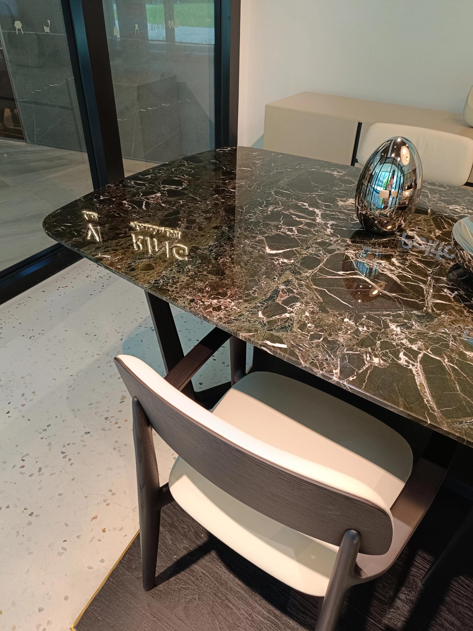 Luxury high-end explosive Italian solid wood tripod marble dining table modern simple designer marble furniture