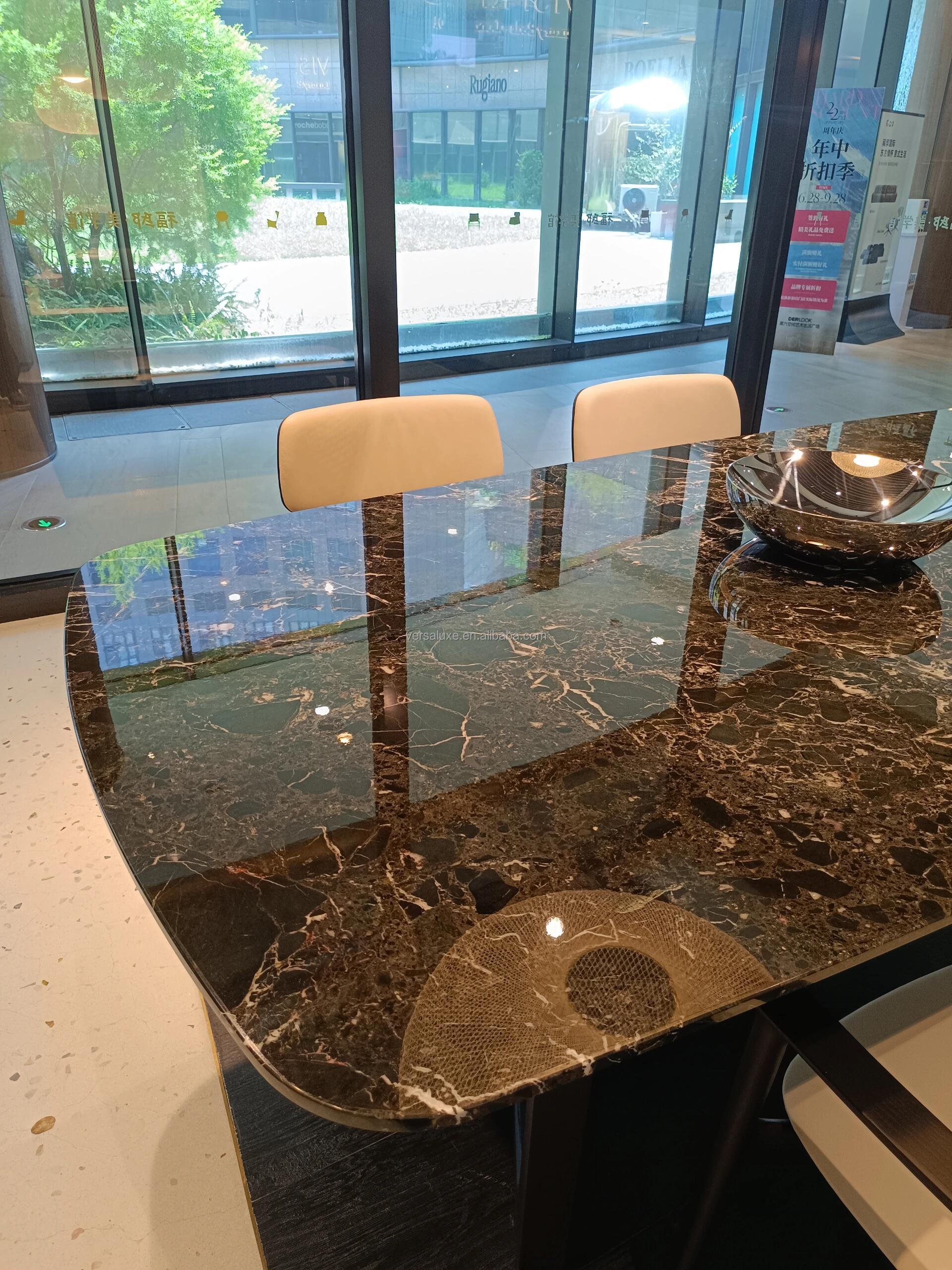 Luxury high-end explosive Italian solid wood tripod marble dining table modern simple designer marble furniture