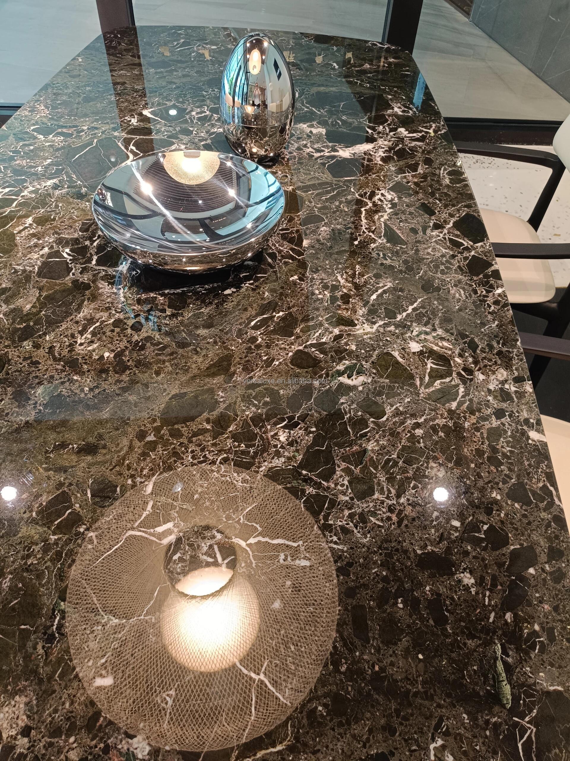 Luxury high-end explosive Italian solid wood tripod marble dining table modern simple designer marble furniture