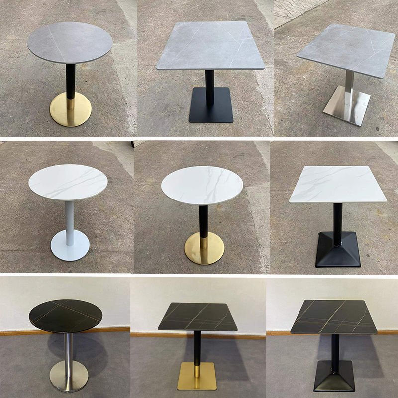 Dining Table And Chair Set Luxury Modern Restaurant Glass Mdf Wooden Top Round Dining Table Set