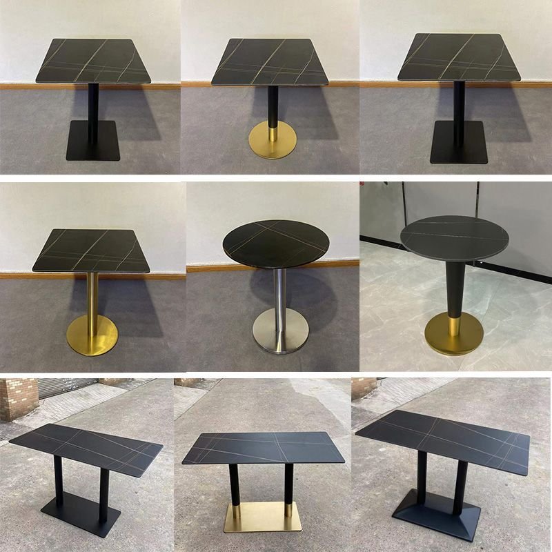Dining Table And Chair Set Luxury Modern Restaurant Glass Mdf Wooden Top Round Dining Table Set