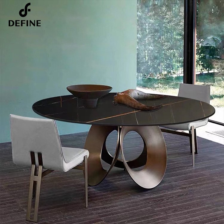 stainless steel dinning table modern dining room set round dining table set 4 chairs