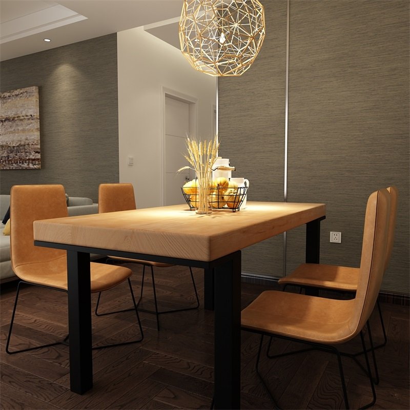 Square dining room furniture extended dining table set wooden table 4 chairs modern metal legs