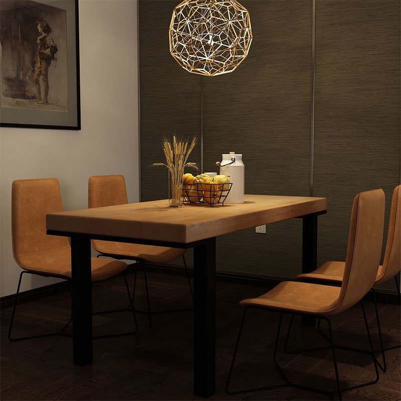 Square dining room furniture extended dining table set wooden table 4 chairs modern metal legs