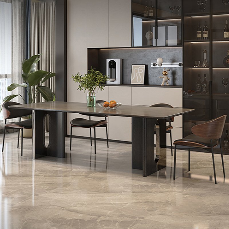 Black minimalist Dining Table Chair Set rectangular kitchen modern Light luxury home furniture