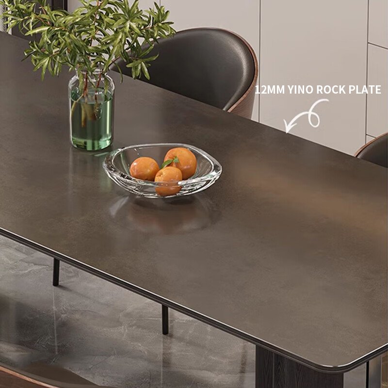 Black minimalist Dining Table Chair Set rectangular kitchen modern Light luxury home furniture